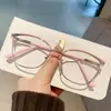 Gafas Planas Fotocromáticas Anti-Luz Azul Ojo de Gato para Mujer Adelgazantes Moda Transfronteriza Europea y Americana Tendencia Casual Gafas Anti-Luz Azul