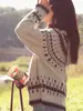 Chamarra Suéter con Capucha Estilo Fair Isle Retro para Mujer en Otoño e Invierno, Súper Bonita, Relajada, Holgada, Suave y Cera, Cardigan de Punto Grueso