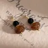 Versátil Serie de Pendientes Estilo Maillard Retro Piedra Ojo de Tigre Color Caramelo, Pendientes Exquisitos y Lujosos de Otoño e Invierno al por Mayor