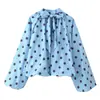 Novedades Verano 2026 Moda Callejera Femenina Transfronteriza Europea y Americana Camisa de Lunares con Abertura Trasera de Aspecto de Alta Gama Venta al por Mayor