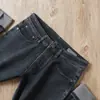 Roupas boas e pesadas, textura de alta qualidade, outono e inverno, grossos, moda, elástico, masculinos, retos, azul acinzentado lavado, jeans casual