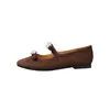 Versão em Pele de Ovelha~Estilo Retrô Francês Gentil Sapatos de Bico Redondo com Abertura Rasa para Mulheres, Sapatos de Salto Baixo com Laço em Couro Genuíno, Sapatos Mary Jane Femininos