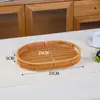 Cesta de fruta tejida de imitación de ratán tejida a mano cesta de almacenamiento de snacks para supermercado marco para frutas y verduras cesta de pan bandeja rectangular