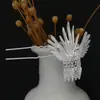 Grampo de Cabelo Estilo Étnico com Franjas Geométricas Vazadas, Grampo de Cabelo Moderno com Gotejamento de Óleo em Formato de Gota d'Água, Acessório de Cabelo Hanfu para Mulheres