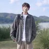 Ropa de Abrigo de Otoño Talla Grande Camisa de Manga Larga para Hombre Corte Holgado Marca de Moda Estilo Británico Piedra de Perro Top Oversized