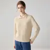 Suéter de punto de cachemira de nuevo estilo para mujer, suave y femenino, de manga larga, cuello de muñeca, casual y adecuado para ir al trabajo, suéter de capa base