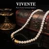 Colar de pérolas Gao Ding vintage, cobre, banhado a ouro, imitação de pérola, colar de alta sensibilidade, marca antiga média