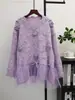 Suéter de Punto con Flor Tridimensional de Lentejuelas 2026 Otoño/Invierno Nuevo Estilo Malla Empalmada Suéter Suave para Mujer