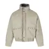 Retro Americano Águila Sentada en Montaña Diseño de Remaches Sentido de Diseño Cuello de Piel Chaqueta de Algodón Hombres Mujeres Otoño Invierno Nuevo Engrosada Cálida Marca de Moda Ropa de Abrigo
