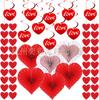 Suministros Decoraciones de San Valentín Flor de papel en forma de corazón Guirnalda de amor Decoraciones colgantes en espiral en forma de corazón Diseño de habitación para boda