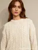 Suéter de Tricô Grosso com Tranças para Mulheres, Design Outono e Inverno 2026, Estilo de Nicho Transfronteiriço, Blusa Solta e Relaxada