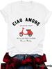 Estação Independente Verão Transfronteiriço Europeu e Americano CIAO AMORE Equipe de Motociclistas Gola Redonda Pulôver Manga Curta ebay Camiseta Feminina