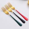 Cuchillo, Tenedor y Cuchara de Acero Inoxidable Estilo Occidental de Venta Caliente Transfronteriza, Juego de Cubiertos de 4 Piezas con Pintura en Aerosol Dorada, Se Puede Imprimir con Logo