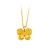 Tienda de oro con colgante doble de mariposa cepillada, colgante estéreo de mariposa dorada, joyería femenina chapada en oro cobre para novia