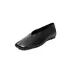 Zapatos Planos de Piel de Vaca de Primera Capa con Boca Baja para Mujer, Nuevo Estilo Primavera Temprana, Piel Genuina por Dentro y por Fuera, Zapatos de Puntera Cuadrada de Caña Baja Dorados y Plateados para Mujer