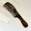 Pente de Cabelo de Alta Qualidade com Padrão de Mármore e Cabo de Moda Europeia e Americana, Pente de Acetato com Dentes Largos, Pente de Cabelo Antiestático