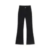 Calça Jeans Flare Melard Cor de Café para Mulheres, Forrada com Lã para o Inverno, Engrossada, Tamanho Grande, Valoriza o Corpo em Formato de Pera, Calça Boca de Sino
