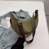Bolsa Feminina 2024 Nova Bolsa Dumpling Bolsa Transversal Feminina Grande Capacidade PU Branca Estilo Coreano Combina Com Tudo Casual Bolsa de Ombro
