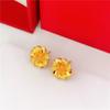 Pendientes vietnamitas de oro y arena para mujer, imitación de oro, girasol, rosa esmerilada, pendientes de latón chapados en oro, joyería para las orejas al por mayor
