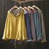 Estilo Nuevo Primavera y Otoño Holgado Versátil Casual Manga Larga Holgado Talla Grande Doble Capa Gasa de Algodón Lunares Con Capucha Chaqueta Corta