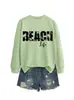 Vida na Praia Amazon Ebay Site Independente Moletom Feminino da Moda e Divertido com Gola Redonda e Manga Longa Outono e Inverno
