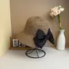 Nuevo Sombrero de Sol de Estilo Fresco para Mujer Primavera y Verano, Sombrero de Paja, Sombrero de Pescador, Lazo Sencillo, Sombrero de Protección Solar Estilo Japonés