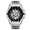 Relógio Mecânico Automático Masculino Popular Moda À Prova D'água Luminoso Esqueleto Tourbillon Pulseira de Aço Inoxidável Mostrador Grande