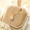 Colar s925 prata pura gota rosa azul para mulheres, brilhante com diamantes, luxo leve, requintado, estilo nicho, corrente de clavícula versátil