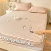 Almohadilla impermeable para cama a prueba de orina, algodón puro, soja antibacteriano, acolchada, pieza única, funda completa para colchón, cubierta protectora antideslizante