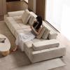Conjunto de Sala de Estar Reto com Sofá de Tecido Lawrence Minimalista Cor Creme Estilo Italiano para Apartamentos Pequenos