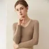 Suéter de malha 100% caxemira pura, novo top feminino gola alta slim-fit para outono e inverno, suéter básico de cor sólida