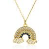 Collar de Conejo para Mujer Estilo Ins Sencillo Elegante Chapado en Oro Retrato de Conejo Reina Arcoíris Reina Redondo Marca Collar Personalizado