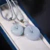 Colgante de Paz Tipo Hielo de Jadeíta Natural, Tallado en Jade Birmano Grado A, Versión Engrosada, Regalo para el Sorteo