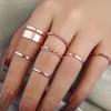 Anillo transfronterizo de venta caliente moda personalidad simple doble capa abierto trenzado cadena junta anillo anillo de siete piezas para mujer