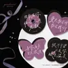 Cartão Criativo para o Dia dos Namorados Chinês Cartão de Saudação Especial em Formato de Disco Roxo Decoração com Atmosfera Romântica Flores de Confissão Etiqueta para Cartão de Presente