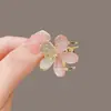 Pinza de metal para el pelo de flor de cinco pétalos de alta gama para mujer, versión coreana, ultra-hada y exquisita, pinza de garra pequeña de flor de seda y vidrio para flequillo