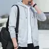 Suéter Grueso de Color Sólido Algodón Puro Forrado de Felpa para Hombre 2024 Invierno Holgado Ajuste Delgado Cárdigan con Capucha Chaqueta con Cremallera Chaqueta de Moda