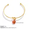 Estilo Retrô Europeu e Americano Colorido Divertido Pingente de Número Pulseira em Forma de C com Nó Banhada a Ouro 18K Doce Cool Color-Blocking Pulseira Aberta