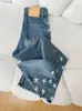 Jeans de mujer con estampado de estrellas y dobladillo curvo, nuevos de primavera-verano, de moda, de cintura alta, que cubren la cadera, para figura de pera, pantalones anchos vintage