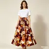 Nueva Falda Floral 2026 para Mujer, Falda de Cintura Alta Corte A, Falda de Paraguas Estampada Estilo Bohemio, Falda Retro Europea y Americana