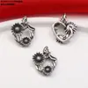Plata de Ley Colgante Flor Pequeña Crisantemo Lazo Borla Accesorios Retro Plata Antigua Lisa Materiales DIY Hechos a Mano