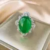 2023 Novo temperamento cobre banhado a ouro semente de gelo verde fluorescente simulação calcedônia terno de temperamento 13*18-10*12