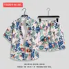Camisa de Flores Hawaianas Traje de Playa Verano Delgado Sanya Viaje Pareja Hombre y Mujer Talla Grande Pantalones Casuales Sueltos