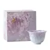 Taza de cerámica con borde festoneado y esmalte cristalino, taza de té de cerámica cocida en horno con degradado, taza de té personal, taza individual, regalo para mujer