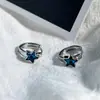 Pendientes de Estrella de Cinco Puntas Azules para Mujer, Pendientes Personalizados Estilo Coreano, Pendientes de Nicho de Moda Estilo Ins