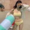 Día del Trabajo en el Mundo HumanoTraje de baño lindo y moderno de dos piezas estilo coreano para niña, para vacaciones de verano, favorecedor y adelgazante, con un toque de alta gama