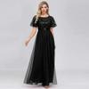 Vestido de fio leve de venda quente transfronteiriça, cintura alta, manga curta, plus size, vestido de noite pequeno, vestido elegante para banquete, vestido diário