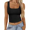Camisole Tank Top Transfronteiriço Europeu e Americano da Amazon para Meninas Quentes, Peça de Roupa Externa de Verão, Gola Quadrada, Cropped, Sem Mangas, Top de Roupa Íntima Feminina