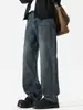 Moda Masculina Fengshe / Jeans Reto Novo para Homens da Coleção Primavera e Outono 2026, Solto e Emagrecedor, Calça Wide-Leg Estilo High-Street Americano