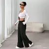 Amazon Pantalones Casuales de Moda para Primavera y Otoño de Pana de Cintura Media con Abertura Pierna Recta Holgada de Longitud al Suelo Versátiles